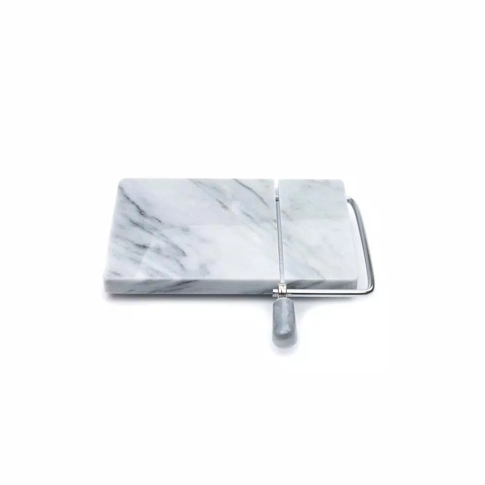 Fox Run White Marble Cheese Slicer Board with Stainless Steel Wire and 2 Replacement Wires