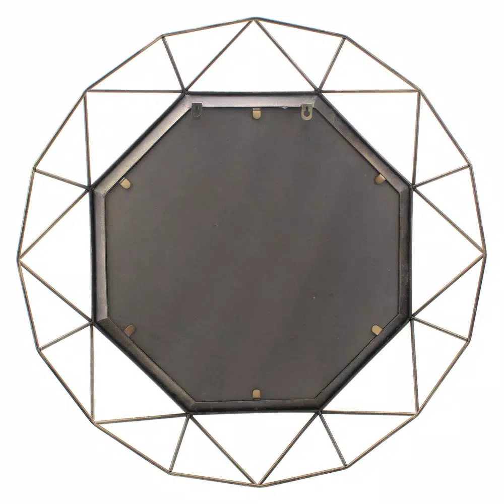 Stonebriar Collection Stonebriar Antique Gold Geometric Art Deco Wall Mirror, 30 in.