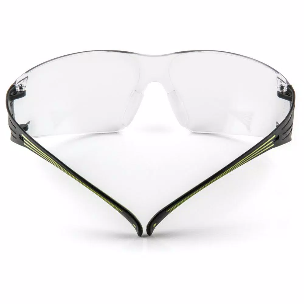 3M SecureFit 400 Series Safety Glasses - Black/Neon Green with Clear Anti-Fog Lenses