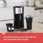 BLACK+DECKER Single Serve Drip Coffee Maker with 16 oz. Travel Mug, Black thumbnail 5