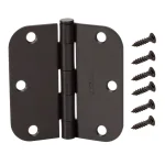 Everbilt 3-1/2 in. x 5/8 in. Radius Oil-Rubbed Bronze Smooth Action Steel Door Hinge thumbnail 1