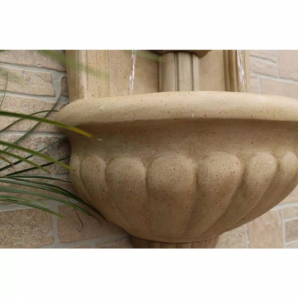 Kenroy Home Royal Resin Lionhead Wall Fountain - Sandstone Finish Mediterranean Outdoor Water Feature