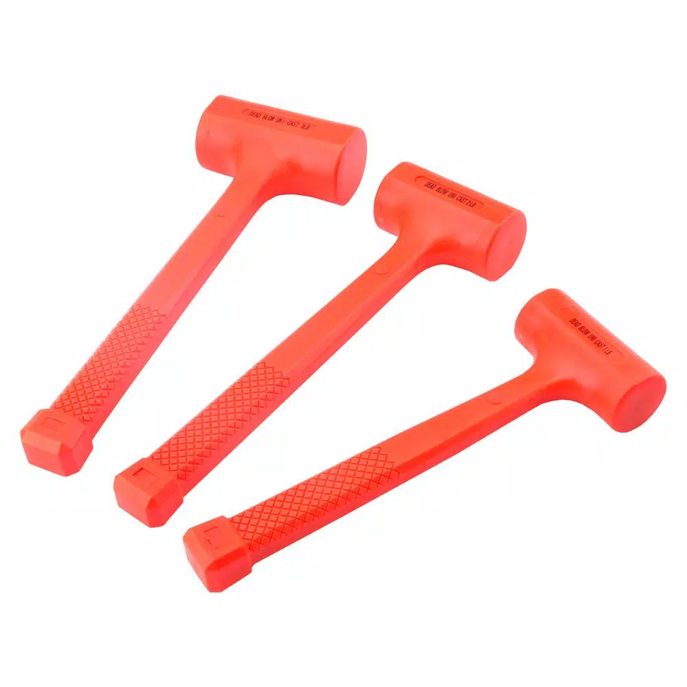 Steel Core 3-Piece Dead Blow Hammer Set, 1 lb, 2 lb, 3 lb, Neon Orange