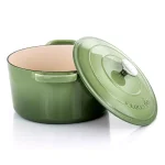 Crock-Pot Artisan 7 qt. Round Enameled Cast Iron Dutch Oven with Lid, Pistachio Green thumbnail 2