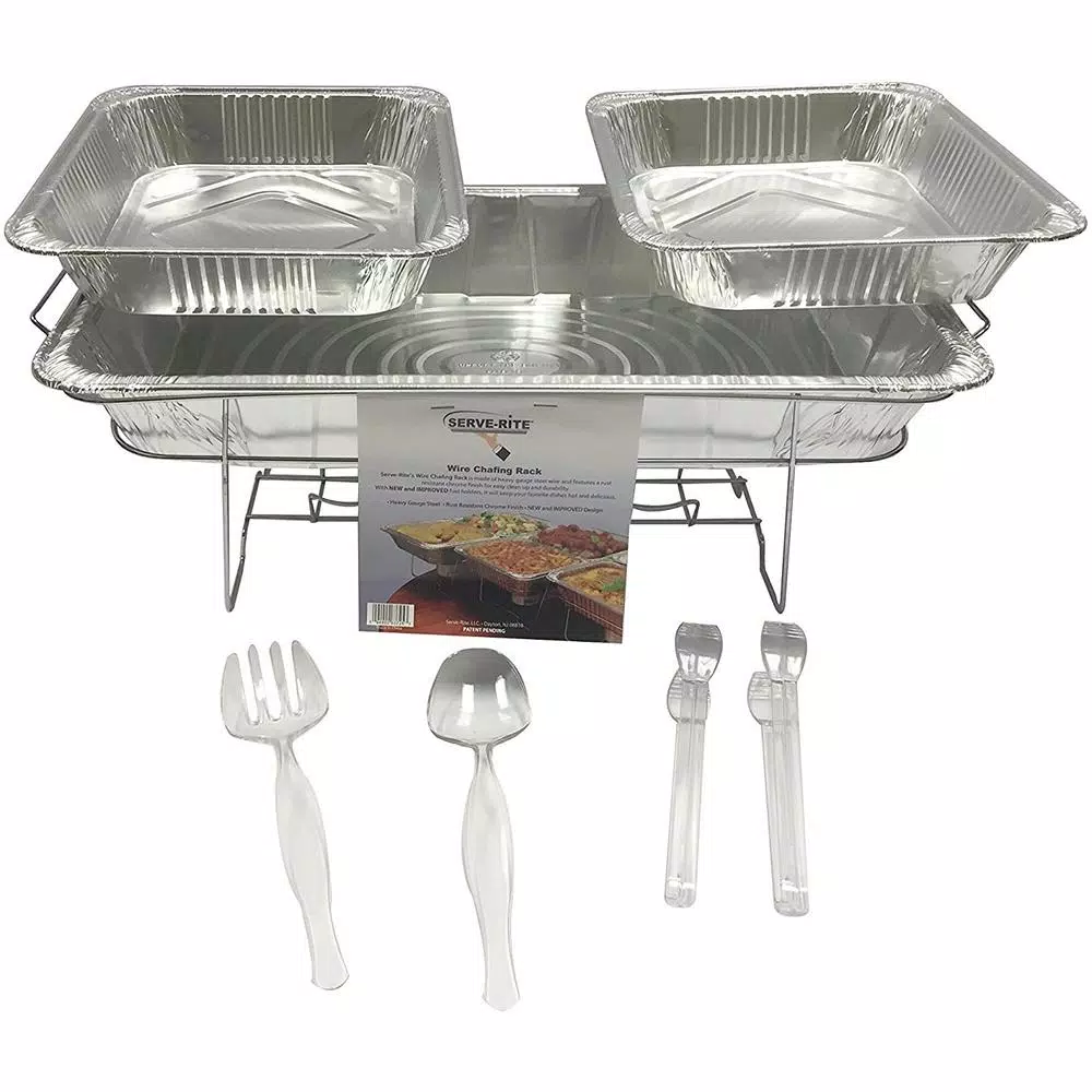 Unbranded Serve-Rite 8-Piece Aluminum Multi-Buffet Server Chafing Dish, 8 qt. Capacity