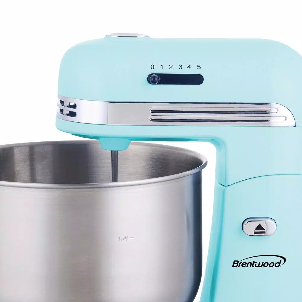 Brentwood Appliances Brentwood 5-Speed Stand Mixer with 3-Qt Stainless Steel Mixing Bowl, Blue