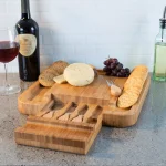 Classic Cuisine 4-Piece Bamboo Cheese Serving Tray Set with Stainless Steel Cutlery thumbnail 3