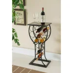 Kings Brand Furniture Kings 11-Bottle Black Metal Wine Rack with Marble Finish Top thumbnail 5