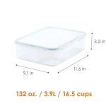 Lock & Lock Purely Better 132 oz Rectangular Food Storage Container, Tritan Plastic, Clear thumbnail 2