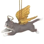 Design Toscano Honor the Feline Grey Tabby Angel Cat Christmas Ornament thumbnail 5