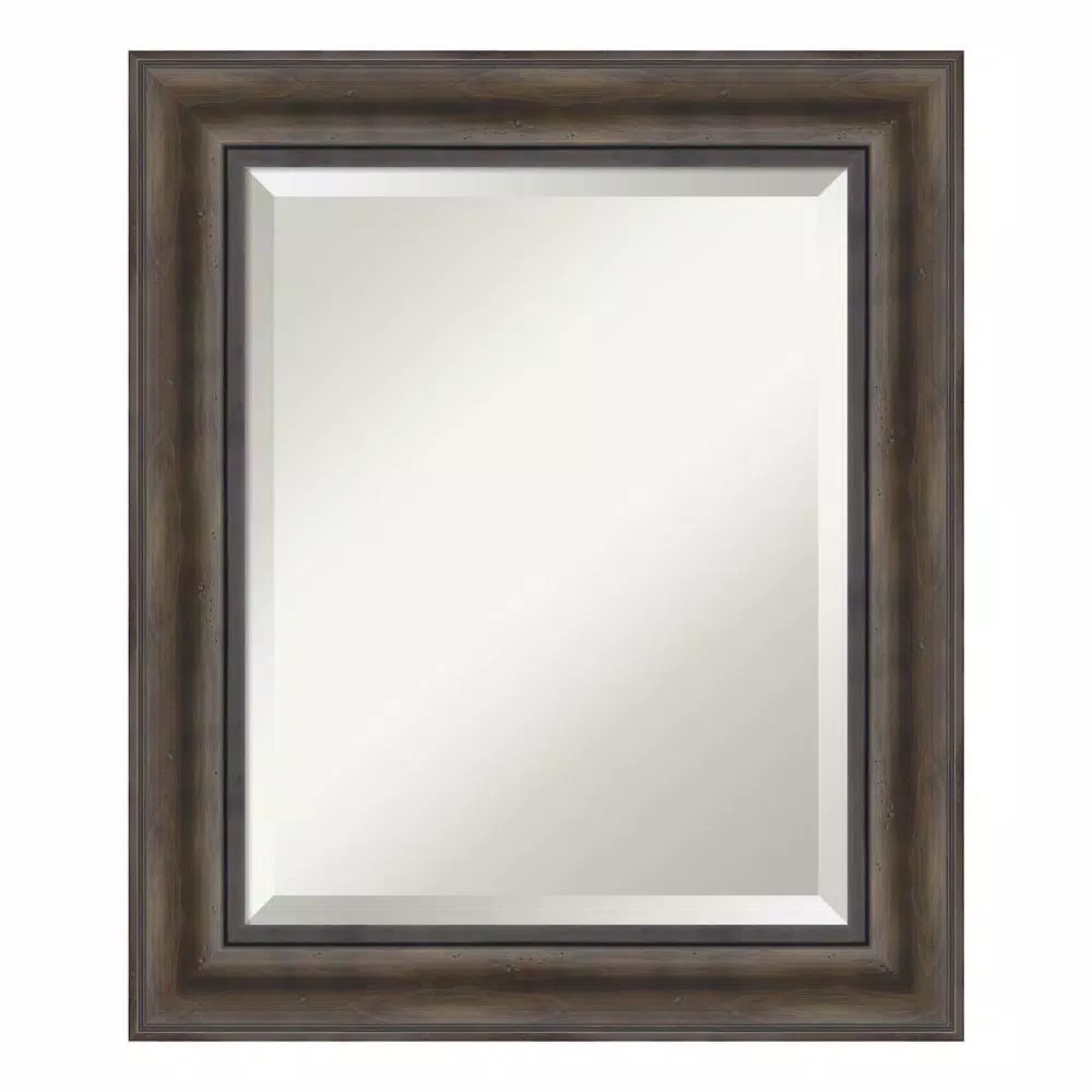Amanti Art 22 in. W x 26 in. H Rustic Pine Framed Rectangular Beveled Edge Bathroom Vanity Mirror