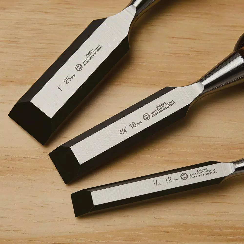 Stanley FatMax 3-Piece Thru-Tang Wood Chisel Set (1/2 in., 3/4 in., 1 in.)