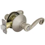 Defiant Scroll Satin Nickel Privacy Lever Set for Bedroom and Bathroom Doors thumbnail 7