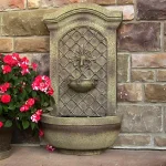 Sunnydaze Decor Rosette Resin Florentine Stone Solar Outdoor Wall Fountain thumbnail 5