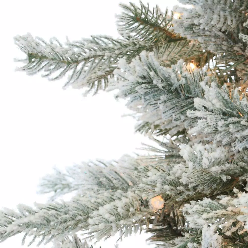 Sterling 7.5 ft. Pre-Lit Flocked Vermont Spruce Artificial Christmas Tree with 900 Clear Lights