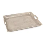 IMAX Lindi Silver Aluminum Trays, Set of 3, Rectangular Metal Decorative Trays thumbnail 2
