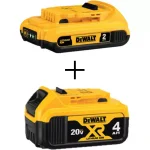 DEWALT 20V MAX Lithium-Ion Battery Combo Pack - 2.0 Ah and 4.0 Ah XR Batteries thumbnail 1