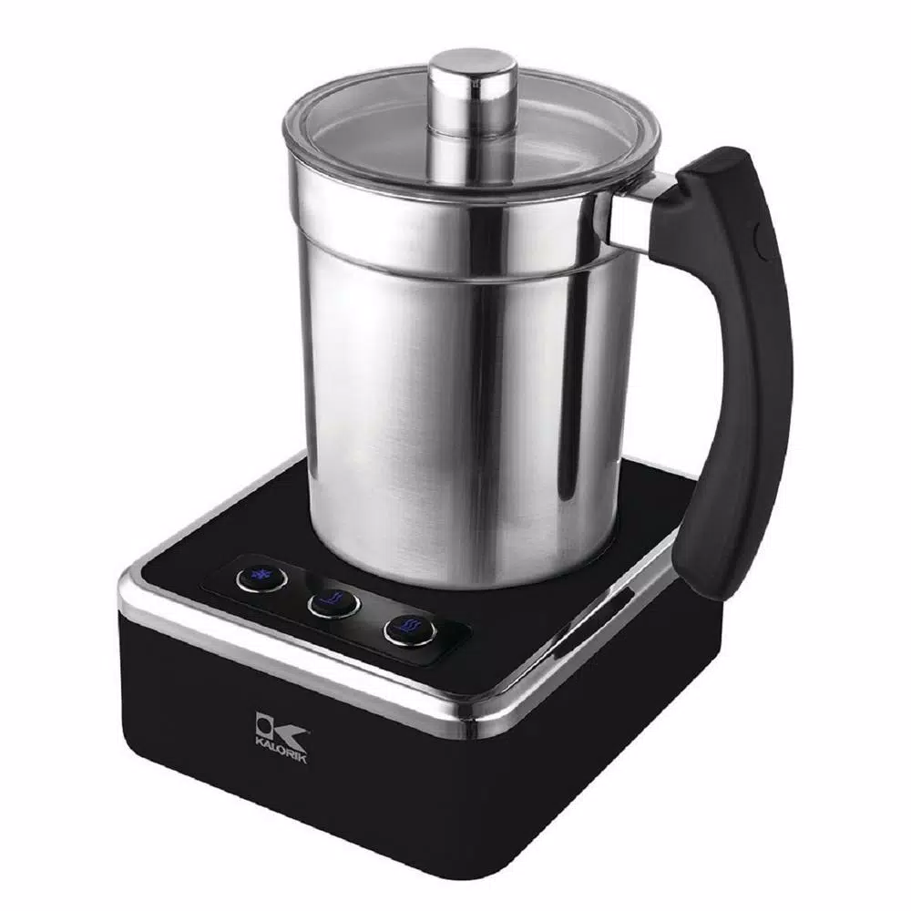 Kalorik Black and Stainless Steel Electric Milk Frother, 13.5 oz Capacity