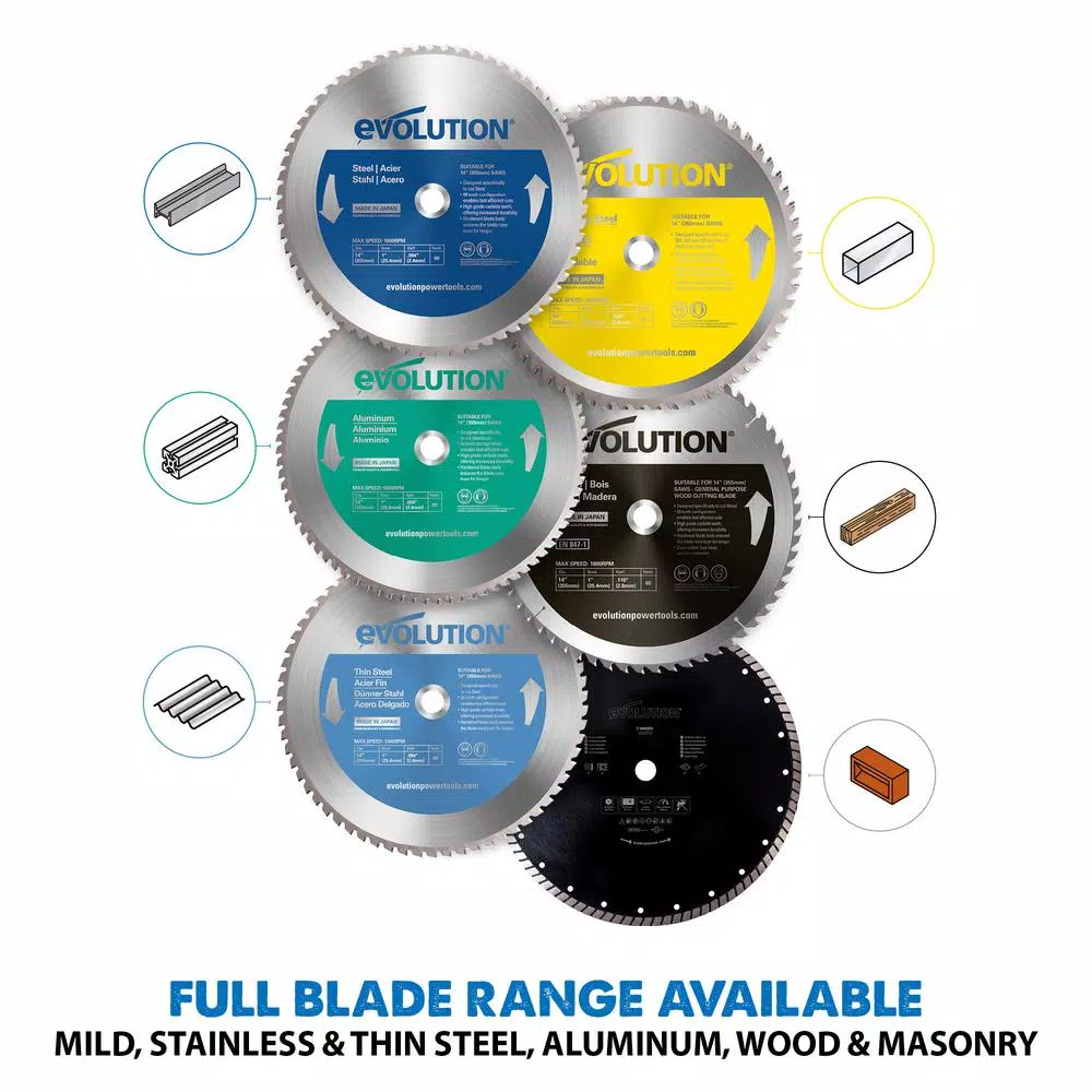Evolution Power Tools Evolution 14 in. 66-Teeth Carbide Metal Cutting Saw Blade for Mild Steel