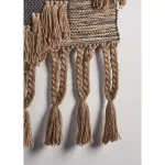 LR Home Rustic Natural and Black Fringed Wall Tapestry - Hand-Loomed Jute and Cotton Wall Hanging thumbnail 2