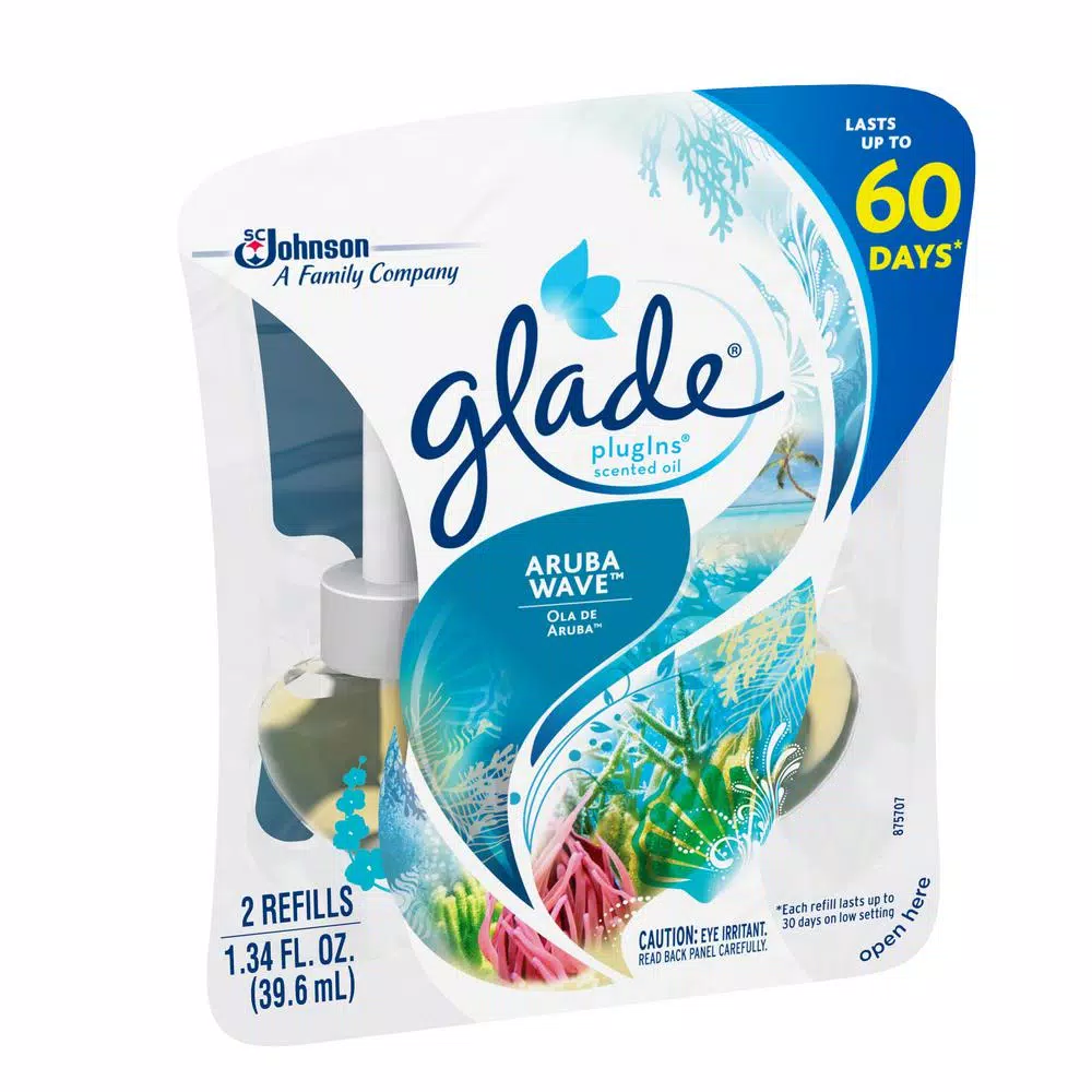 Glade PlugIns Scented Oil Air Freshener Refill, Aruba Wave, 1.34 oz. (2-Pack)