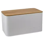 Home Basics Modern Turquoise Steel Bread Box with Natural Bamboo Lid thumbnail 2