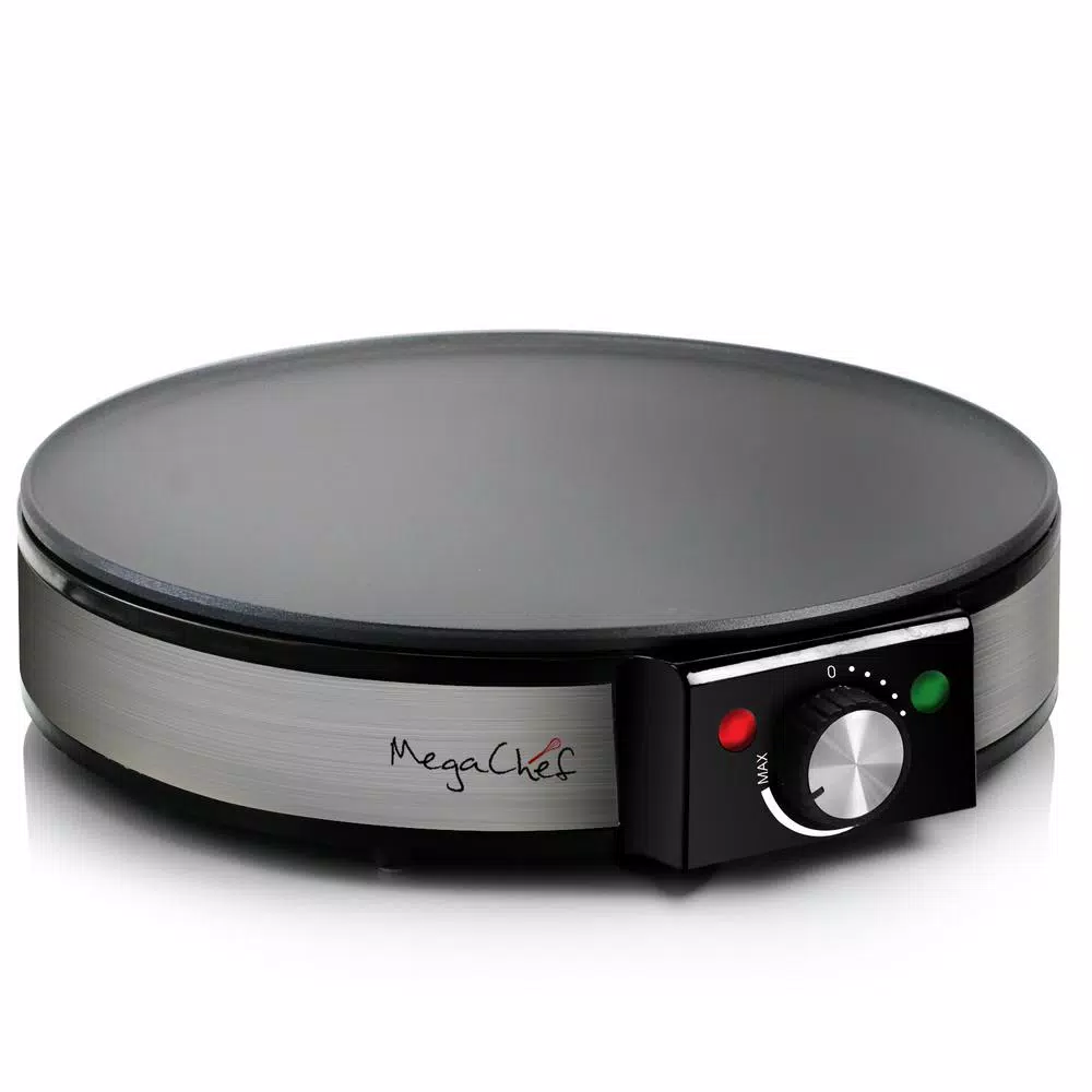 MegaChef Mega Chef 12-Inch Stainless Steel Electric Crepe and Pancake Maker Griddle, 1200W