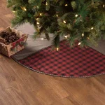VHC Brands 48 in. Andes Charcoal Grey and Red Buffalo Check Rustic Cotton Christmas Tree Skirt thumbnail 4