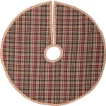 VHC Brands 21 in. Clement Natural Tan and Red Plaid Rustic Christmas Tree Skirt thumbnail 2