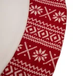 Glitzhome 48 in. White Fleece Christmas Tree Skirt with Jacquard Trim - Merry Christmas thumbnail 3