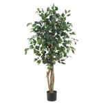 Nearly Natural 4 ft. Ficus Silk Tree with 504 Leaves and Black Pot thumbnail 1