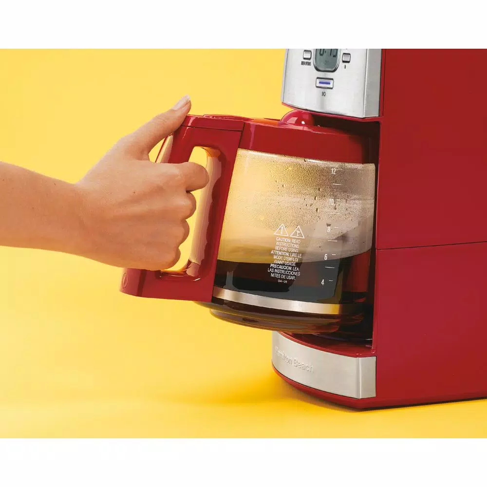 Hamilton Beach Ensemble 12-Cup Programmable Drip Coffee Maker, Red with Stainless Steel Accents