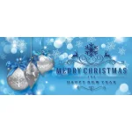 My Door Decor 7 ft. x 16 ft. Silver Christmas Ornaments on Blue Garage Door Mural thumbnail 1