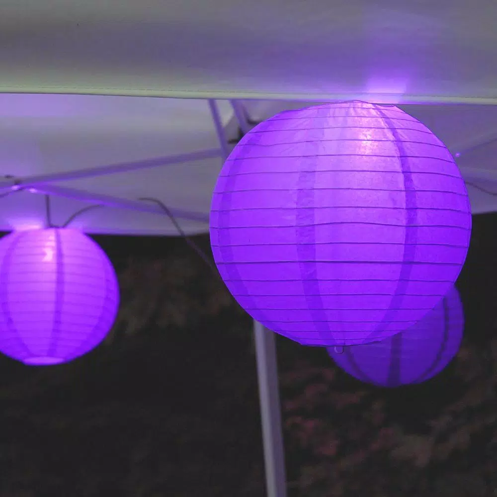 LUMABASE 10 in. 10-Light Purple Paper Lantern String Lights, 30 ft. Cord