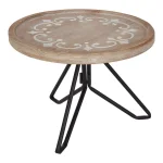 Kate and Laurel Sherald 11 in. White Round Wood Pedestal Tray with Metal Stand thumbnail 2