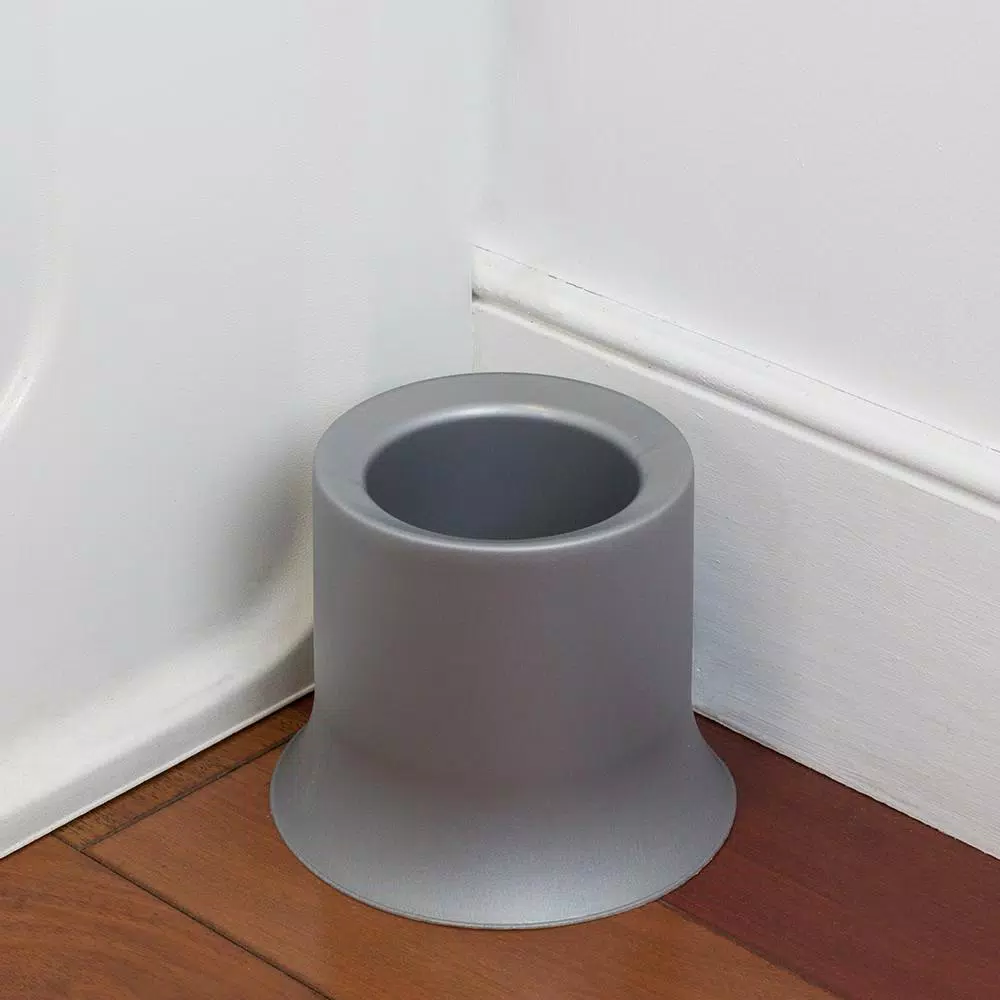 Unbranded Gray Plastic Toilet Brush with Holder, Tapered Nylon Bristles, Compact Design