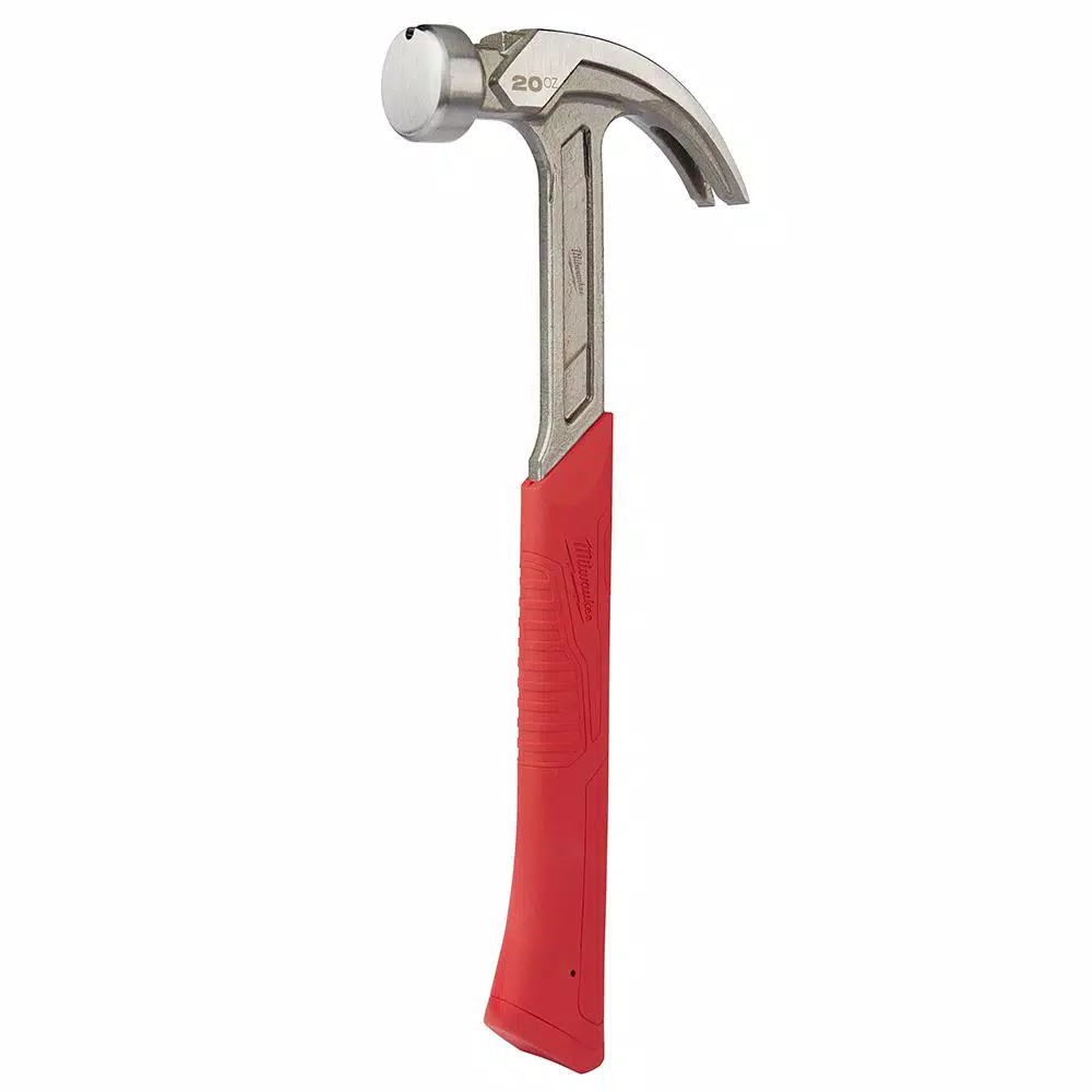 Milwaukee 20 oz. Curved Claw Smooth Face Hammer with ShockShield Grip