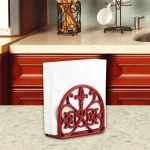 Home Basics Cast Iron Fleur De Lis Napkin Holder - Red Farmhouse Tabletop Decor thumbnail 3