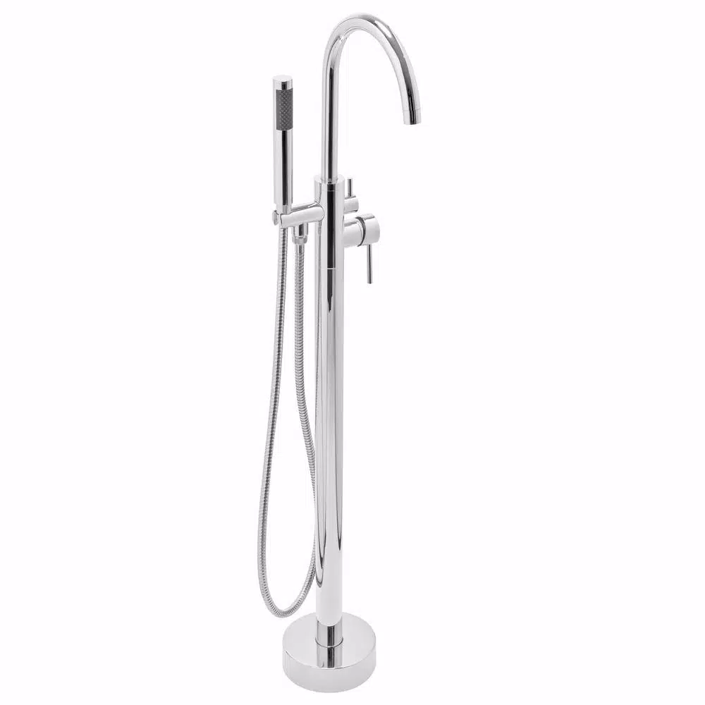AKDY Freestanding Floor Mount Roman Tub Faucet with Hand Shower, Chrome