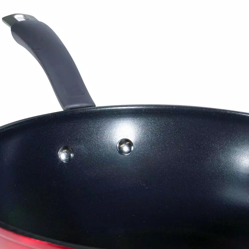 Epicurious 11 in. Hard-Anodized Aluminum Nonstick Stir Fry Pan, Red