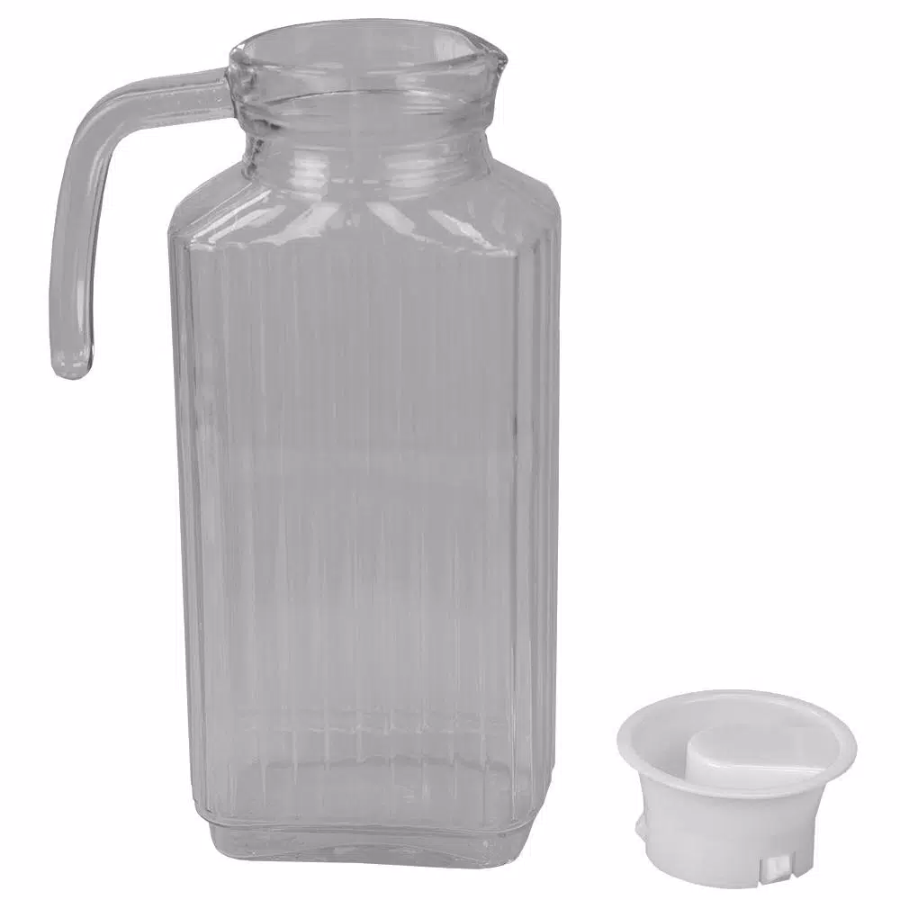Unbranded Embellished 60.8 fl. oz. Clear Plastic Pitcher with No-Mess Pour Spout and Ergonomic Grip Handle