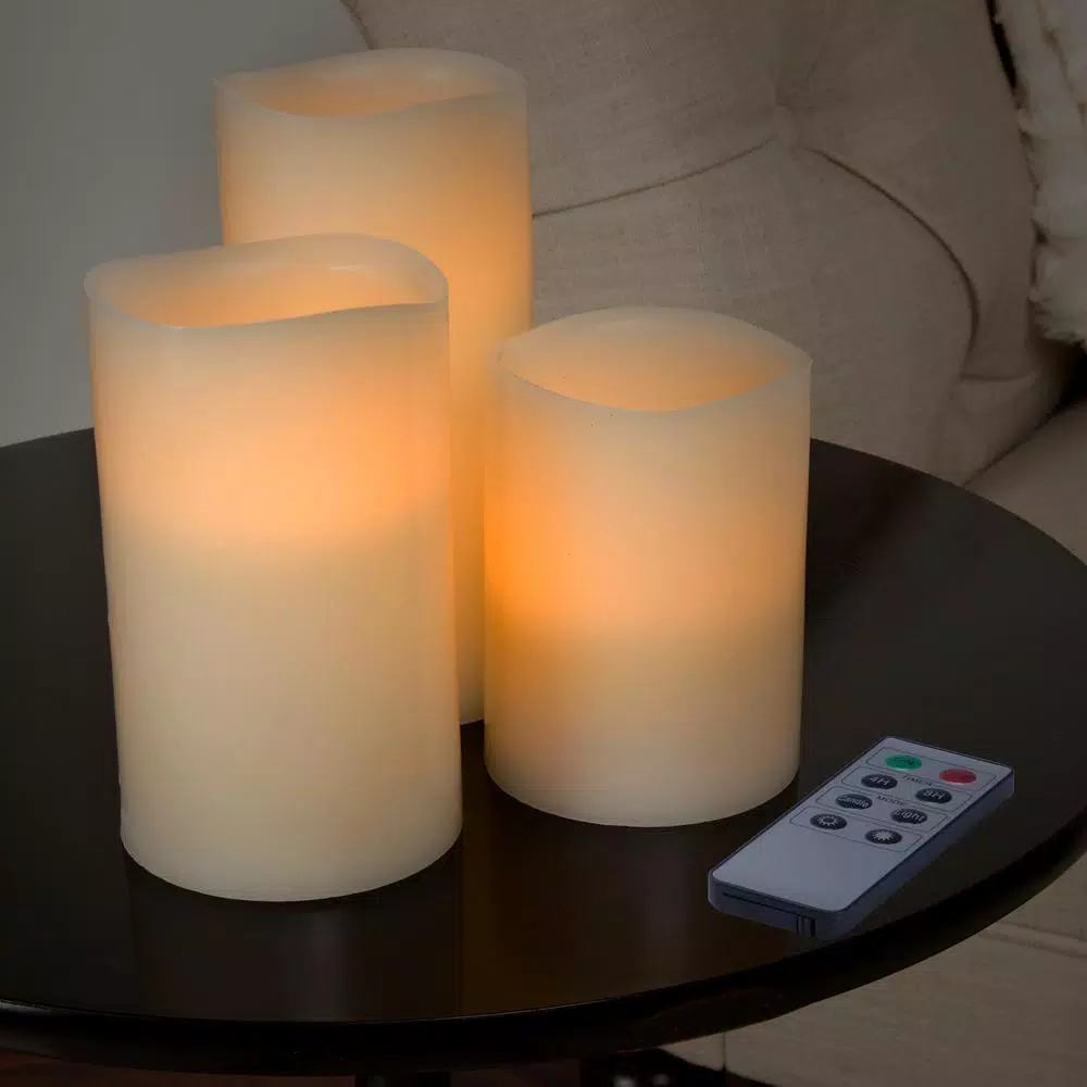 Lavish Home 3-Piece LED Flameless Votive Candle Set with Remote and Vanilla Scent