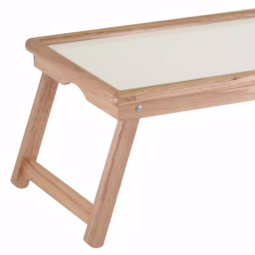 Winsome Stockton Breakfast Bed Tray, Natural Wood & Melamine Serving Tray with Foldable Legs