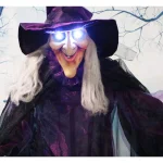 Haunted Hill Farm 6 ft. Animatronic Talking Witch with Broomstick Halloween Prop thumbnail 9
