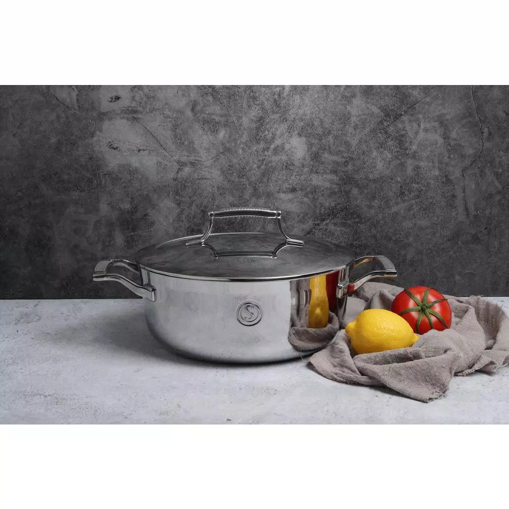 Saveur Selects 4 qt. Tri-Ply Stainless Steel Chef's Pan with Lid