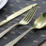 Gibson Elite Zambezi 5-Piece Gold Hammer Texture Stainless Steel Flatware Set, Service for 1 thumbnail 4