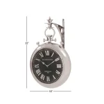 LITTON LANE 22 in. x 16 in. Vintage Pocket-Watch-Style Suspended Wall Clock, Silver Finish thumbnail 5