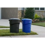Rubbermaid Roughneck 32 Gallon Round Black Trash Can with Lid (2-Pack) thumbnail 3