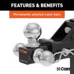 CURT Adjustable Tri-Ball Mount - 2" Receiver, 1-7/8", 2" & 2-5/16" Balls thumbnail 3