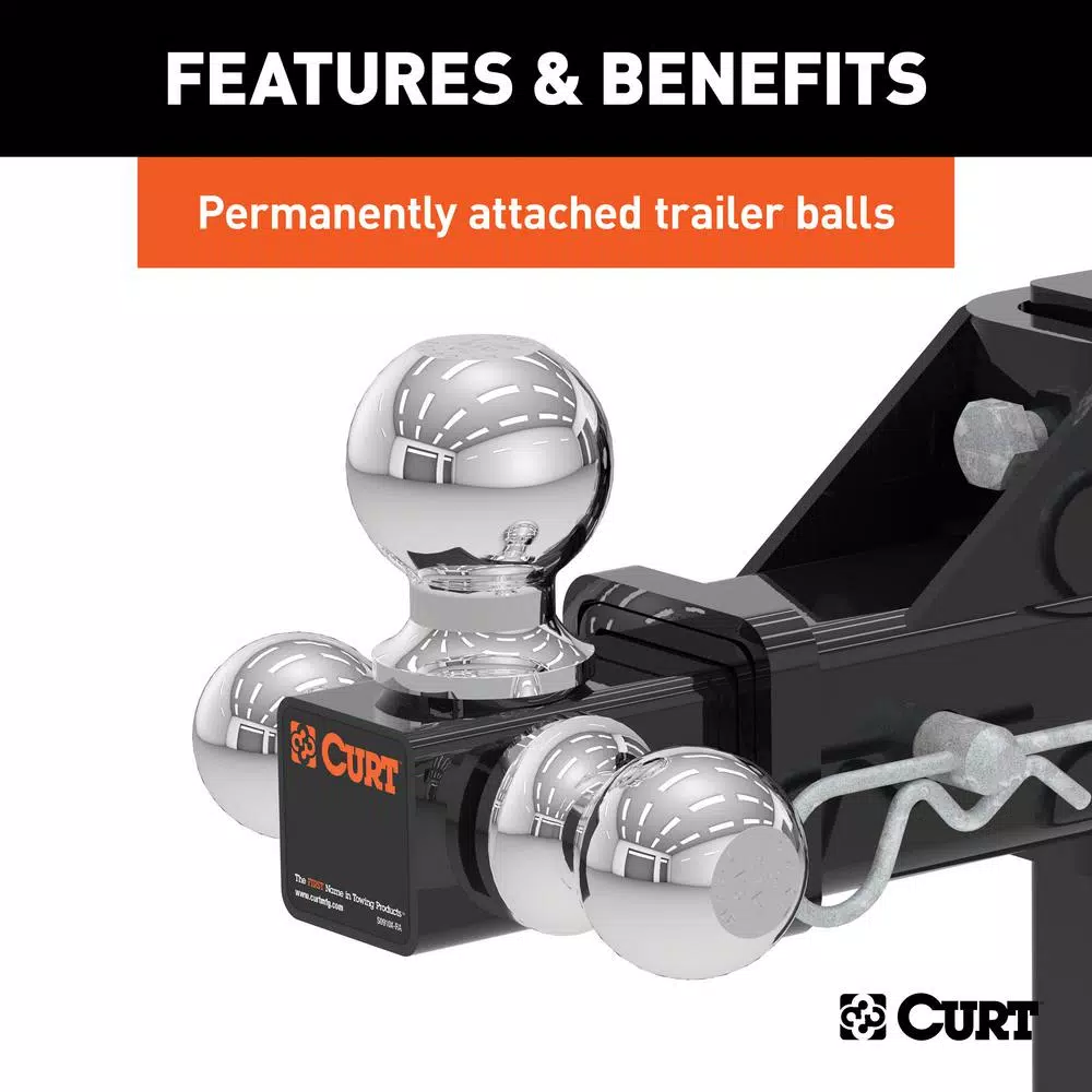 CURT Adjustable Tri-Ball Mount - 2" Receiver, 1-7/8", 2" & 2-5/16" Balls